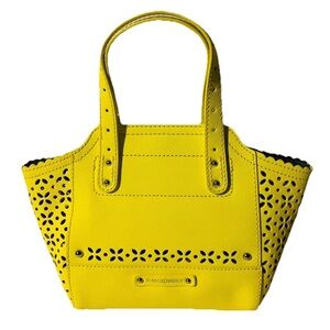 B. Makowsky Bright Yellow Laser-Cut Leather Small Tote